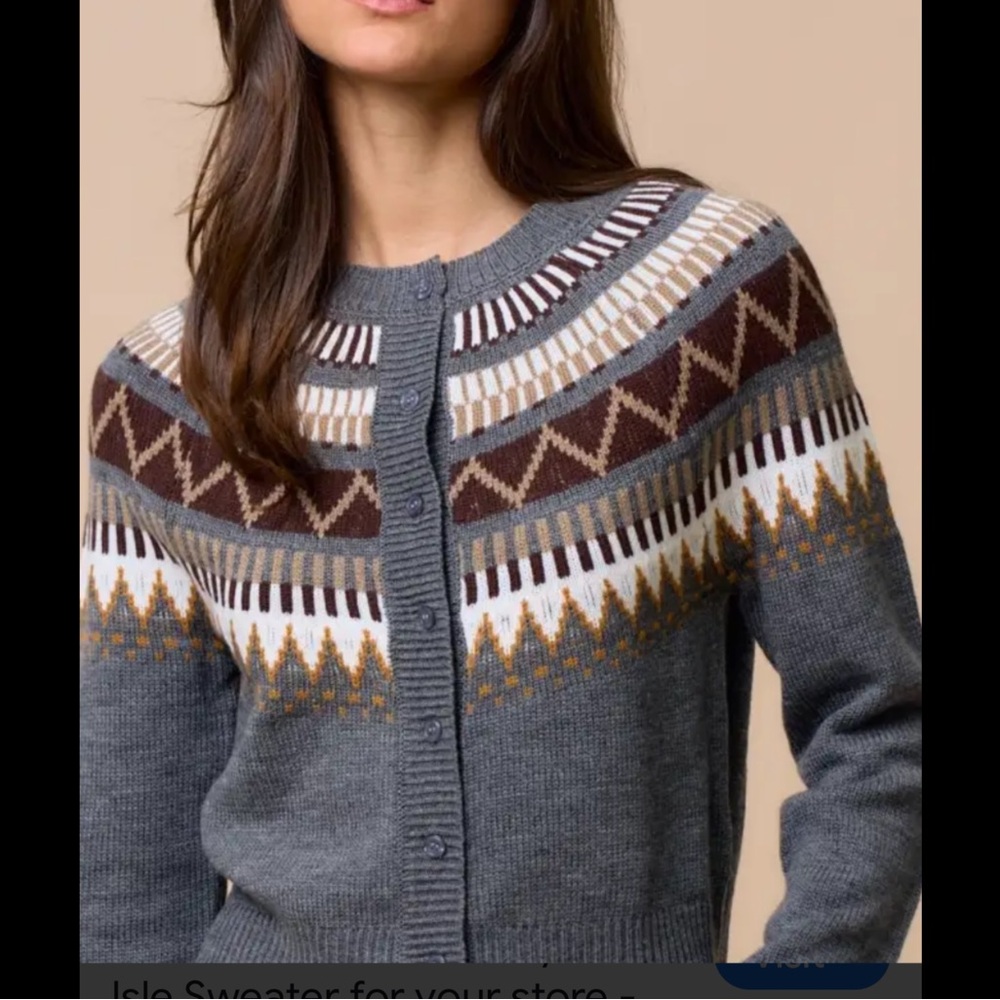 Lalavon Women’s Nordic Fair Isle Knit Cardigan Sweater Cozy Winter Boho Size L